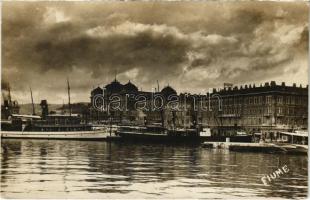 Fiume, Rijeka; "STEFANIA" gőzhajó és Europa nagy szálloda / steamship, port, Grand Hotel Europe. Atelier Betty photo