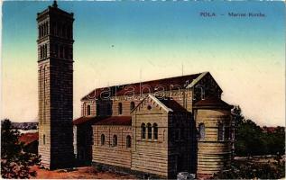 1915 Pola, Pula; K.u.k. Kriegsmarine Marine Kirche / Osztrák-magyar haditengerészet temploma / Austro-Hungarian Navy mariner church. C. Fano 1914/15. (EK)