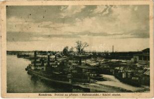 Komárom, Komárno; Kikötő, "DEVÍN", "NITRA" és "MIAVA" áruszállító gőzhajók / Pohled na prístav / Hafen / port with Devín, Nitra, Myjava steamships (EK)