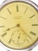 Ezüst (Ag) A. Lange & Söhne Glashütte zsebóra, ezüst, jelzett óralánccal (nettó: 18g). Jelzett, ...
