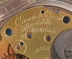 Ezüst (Ag) A. Lange & Söhne Glashütte zsebóra, ezüst, jelzett óralánccal (nettó: 18g). Jelzett, ...