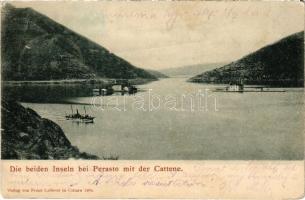 1904 Perast, Perasto; Die beiden Inseln mit der Cattene (EK)