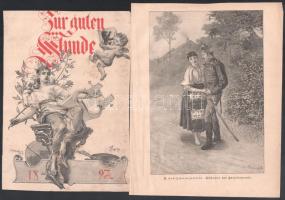 cca 1890-1900 23 db rotációs fametszet német ny. folyóiratokból, többek közt Margitay Tihamér: Eine delikate Frage, 17×24 cm körüli méretekben, néhány kevés kissé foltos, részben lapszéli sérülésekkel sérült