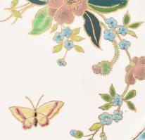 Schütz Cilli fajansz, áttört dísz tál, kézzel festett, jelzett, kopásnyomokkal, 1892. d: 19,5 cm