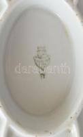 Zsolnay virágmintás porcelán szószos tál. Matricás, jelzett, kopott, d: 23 cm