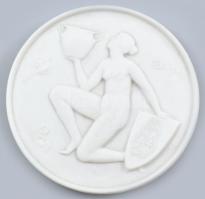 Herendi Emlék a herendi porcelángyárból, mely 1839-ben alapíttatott bisquit porcelán plakett d: 8 cm