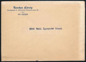 Verebes Károly (1920-1987): színművész autográf aláírással ellátott levele Sívó Emil szerzőnek nem s...