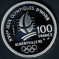 Franciaország 1991. 100Fr Ag "Olimpia - terep síelés" T:PP