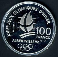 Franciaország 1991. 100Fr Ag "Olimpia-jégkorong" T:PP