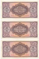 1946. 1.000.000.000P (3x) "R 254 044889-044891" sorszámkövetők T:II-III kis folt
Adamo P2...