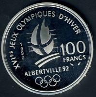 Franciaország 1990. 100Fr Ag "Téli olimpia-szabadstílusú sí" T:PP