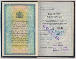 1959 Fényképes brit útlevél, francia és spanyol vízumokkal / British passport, with French and Spani...