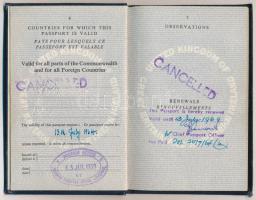1959 Fényképes brit útlevél, francia és spanyol vízumokkal / British passport, with French and Spani...