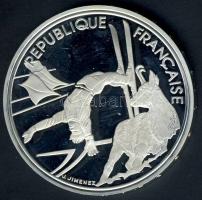 Franciaország 1990. 100Fr Ag "Téli olimpia-szabadstílusú sí" T:PP