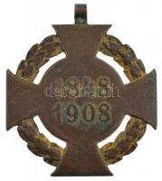 1908. "Jubileumi Kereszt" aranyozott bronz kitüntetés mellszalag nélkül T:2- patina, kopot...