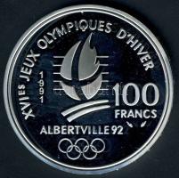 Franciaország 1991. 100Fr Ag "Olimpia - terep síelés" T:PP