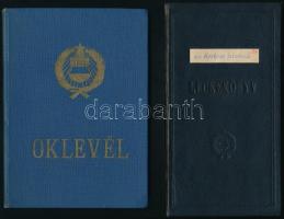 1964-1968 A Szombathelyi Tanítóképző Intézet által kiállított leckekönyv és tanítói oklevél