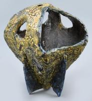 Jelzés nékül: Iparművész kerámia dísz repesztett mázzal, hibátlan 17 cm