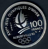 Franciaország 1989. 100Fr Ag "Téli olimpia-alpesi sí" T:PP