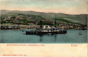 Nave da Guerra nell porto / Kriegsschiff im Hafen. K.u.K. Kriegsmarine / SMS Mária Terézia az Osztrák-Magyar Haditengerészet páncélos cirkálója Trieszt kikötőjében / Austro-Hungarian Navy SMS Kaiserin und Königin Maria Theresia armored cruiser in the port of Trieste (EK)