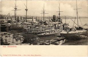 Pola, Pula; K.u.K. Kriegsmarine Kriegshafen / Osztrák-magyar haditengerészeti kikötő / Austro-Hungarian Navy port. F.W. Schrinner, Phot. Alois Beer (EK)