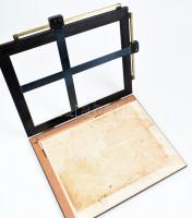 Faltus osztrák gyártmányú vonalzós rajztábla, fa és fém, felnyitható, kopásnyomokkal, foltokkal, 33,...