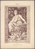 cca 1900 Georg Sturm (1855-1923) tollrajza után: Európa, Afrika és Amerika allegorikus ábrázolása, 3...
