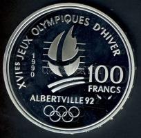 Franciaország 1990. 100Fr Ag "Olimpia-szlalom sí" T:PP