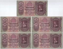 1930. 100P (5x) E 602 093405 - E 602 093409 , sorszámkövetők T:II-III mind szép papír! Adamo P17