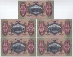 1930. 100P (5x) "E 602 093405 - E 602 093409 ", sorszámkövetők T:II-III mind szép papír! A...