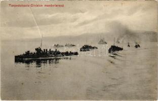 K.u.K. Kriegsmarine Torpedoboot Manöver / Osztrák-Magyar Haditengerészet torpedónaszádjai/ Austro-Hungarian Navy torpedo boat destroyers. G. C. Pola 1912. (fa)