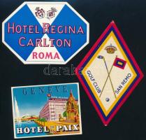 3 db külföldi bőröndcímke (Genf, Róma, San Remo)
