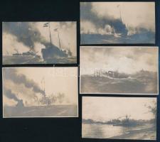 1914-1916 Osztrák-magyar hadihajókról készült fotónyomatok 7 db 9x6,5 cm / 7 images of k.u.k. battleships