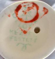 Hollóházi art deco kis cica, jelzett, hibátlan, 8cm