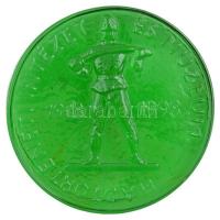 1998. Hadtörténeti Intézet és Múzeum 1918 - 1998 egyoldalas, zöld üvegplakett (~104-105mm) T:1