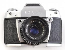cca 1960 Exa Ihagee Dresden fényképezőgép, Meyer-Optik Görlitz Trioplan 2.8/50 mm objektívvel, erede...