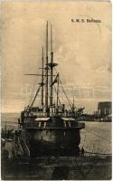 1907 SMS Bellona az Osztrák-Magyar Haditengerészet uszály laktanyája (ex SMS Kaiser) / K.u.K. Kriegsmarine Wohnschiff / Austro-Hungarian Navy Barracks ship for mariners. G. Fano Pola 1907-08.