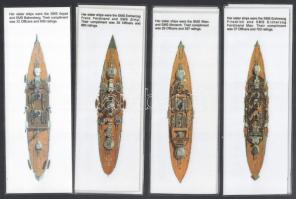 13 db I. világháborús hadihajót ismertető laminált kártya. két oldalas 20x7 cm