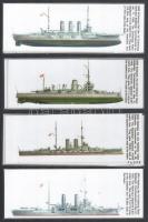 13 db I. világháborús hadihajót ismertető laminált kártya. két oldalas 20x7 cm