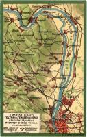 A Magyar Királyi Folyam- és Tengerhajózási Rt. Budapest-Dömösi vonala, térkép / Hungarian river and sea shipping map