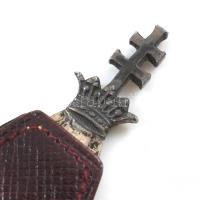 Ezüst (Ag) Hármashalom korona és kettőskereszt könyvjelző, tokban, jelzett, h: 10 cm, nettó: 9 g