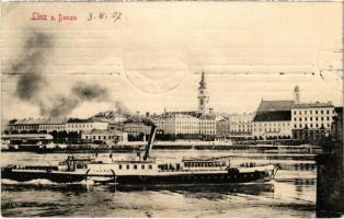 1907 Venus gőzüzemű oldalkerekes személyhajó Linzben / Hungarian passenger steamship (EK)