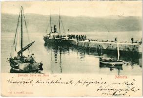 1905 Abbazia, Opatija; Dampfer Sava am Molo. A. Dietrich 155. / SAVA egycsavaros tengeri személyszállító gőzhajó / Hungarian passenger steamship (EK)