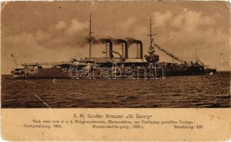 SMS Sankt Georg osztrák-magyar páncélos cirkáló / SM Großer Kreuzer "St. Georg" K.u.K. Kriegsmarine Panzerkreuzer / WWI Austro-Hungarian Navy, SMS Sankt Georg armored cruiser. Marine-Erinnerungs-Karte Nr. 59A (EB)