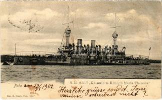 1902 Pola, SMS Kaiserin und Königin Maria Theresia Osztrák-Magyar Monarchia haditengerészetének páncélos cirkálója / K.u.K. Kriegsmarine Panzerkreuzer / Austro-Hungarian Navy armore cruiser. Dep. M. Clapos 2547.