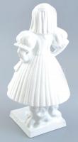 Herendi menyecske figura. Fehér mázas porcelán, jelzett, hibátlan, m: 31 cm