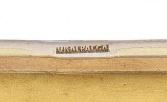 Alpakka cigarettatárca, gravírozott cirill betűs monogrammal, jelzett, 8,5x7,5 cm