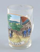 cca 1900 Ada Kaleh üveg emlék pohár. Matricás, 10 cm