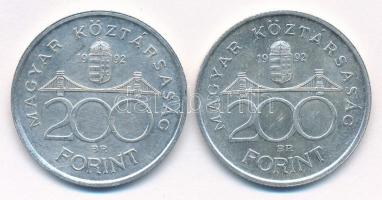 1992. 200Ft Ag "MNB" (2x) T:1-,2 
Adamo F13