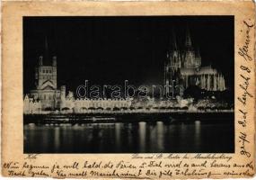 1939 Köln, Cologne; Dom und St. Martin bei Abendbeluchtung / cathedral at night (EK)